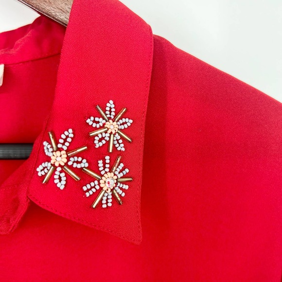 🆕 W/O Tags Woman Within Size 18/20 L Large Plus Size Beaded Blouse Shirt Top - Picture 3 of 8